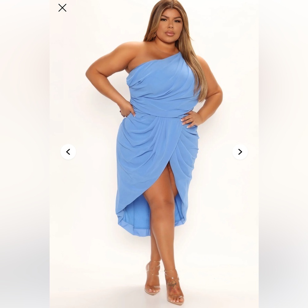 Fashion Nova Winning Daily Ruched Midi Dress - Blue